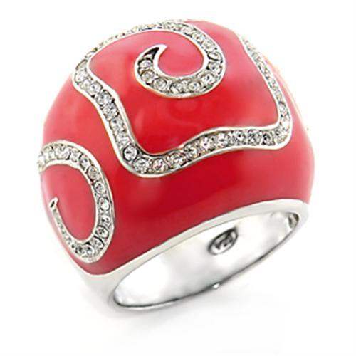 80804 - Rhodium Brass Ring with Top Grade Crystal in Clear - Alamode - Flyclothing LLC