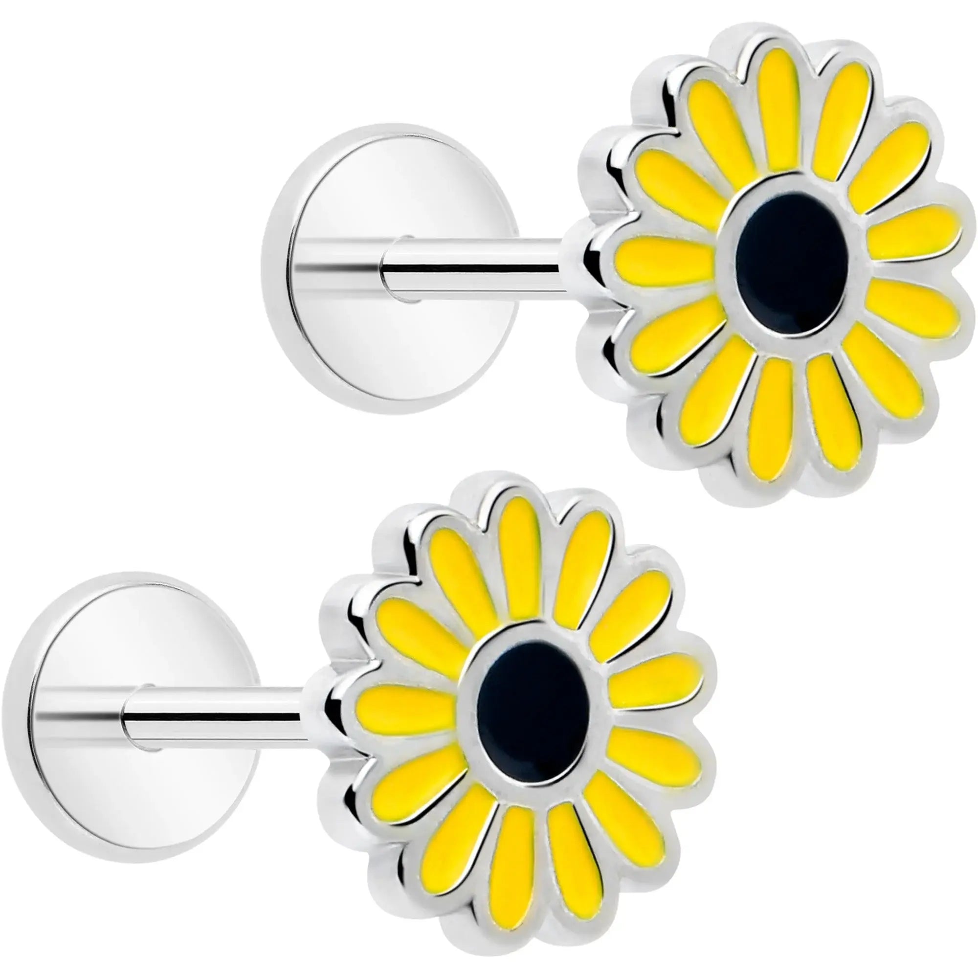 Cheery Sunflower Flat Back Earring Set of 2 - BodyCandy - Flyclothing LLC