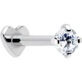 16G 5/16 Clear CZ Implant Grade Titanium Threadless Reversible Heart Flatback Stud - BodyCandy - Flyclothing LLC