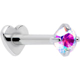 16G 5/16 Aurora CZ Implant Grade Titanium Threadless Reversible Heart Flatback Stud - BodyCandy - Flyclothing LLC