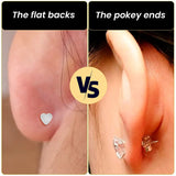 16G 5/16 Aurora CZ Implant Grade Titanium Threadless Reversible Heart Flatback Stud - BodyCandy - Flyclothing LLC