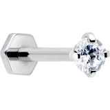 16G 5/16 Clear Gem Implant Grade Titanium Threadless Reversible Hex Flatback Stud - BodyCandy - Flyclothing LLC