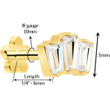 18G 1/4 Clear Gem 14k Gold Plated Implant Grade Titanium Threadless Flower Reversible Flat Back Earring - BodyCandy - Flyclothing LLC