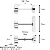 20G Bar Disc Butterfly Reversible Flower Flat Back Earring Set of 6 - BodyCandy - Flyclothing LLC