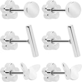 20G Bar Disc Butterfly Reversible Flower Flat Back Earring Set of 6 - BodyCandy - Flyclothing LLC