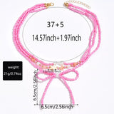 Beaded Three-Layered Necklace with Bow and Starfish Charms - Trendsi - Flyclothing LLC