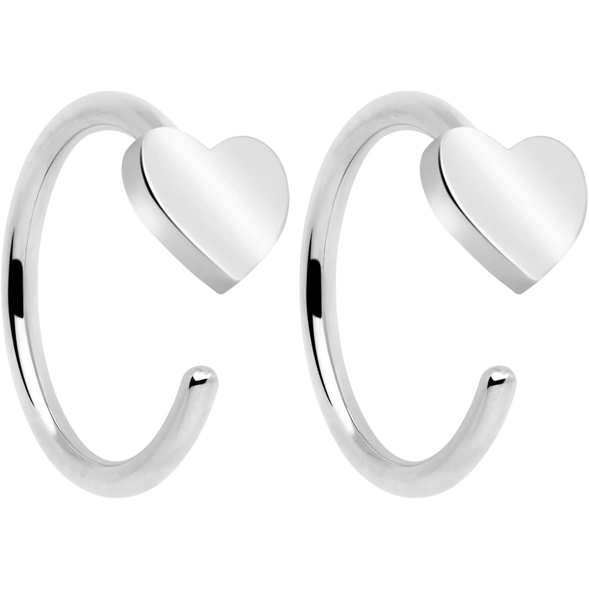 20G Implant Grade Titanium Heart Open Hoop Earrings - BodyCandy - Flyclothing LLC