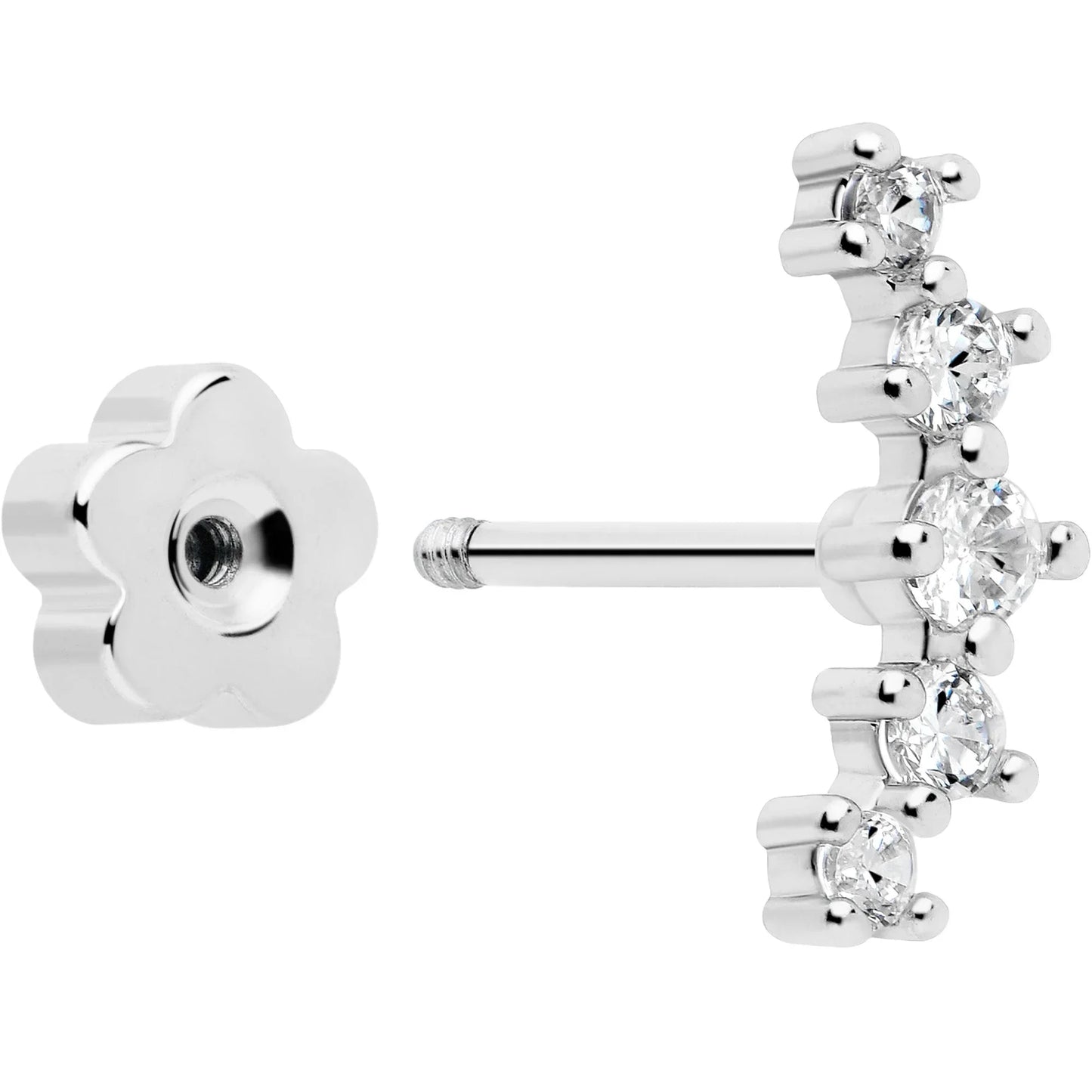 20G CZ Gem Ball Arch Butterfly Reversible Flower Flat Back Earring Set of 6 - BodyCandy - Flyclothing LLC