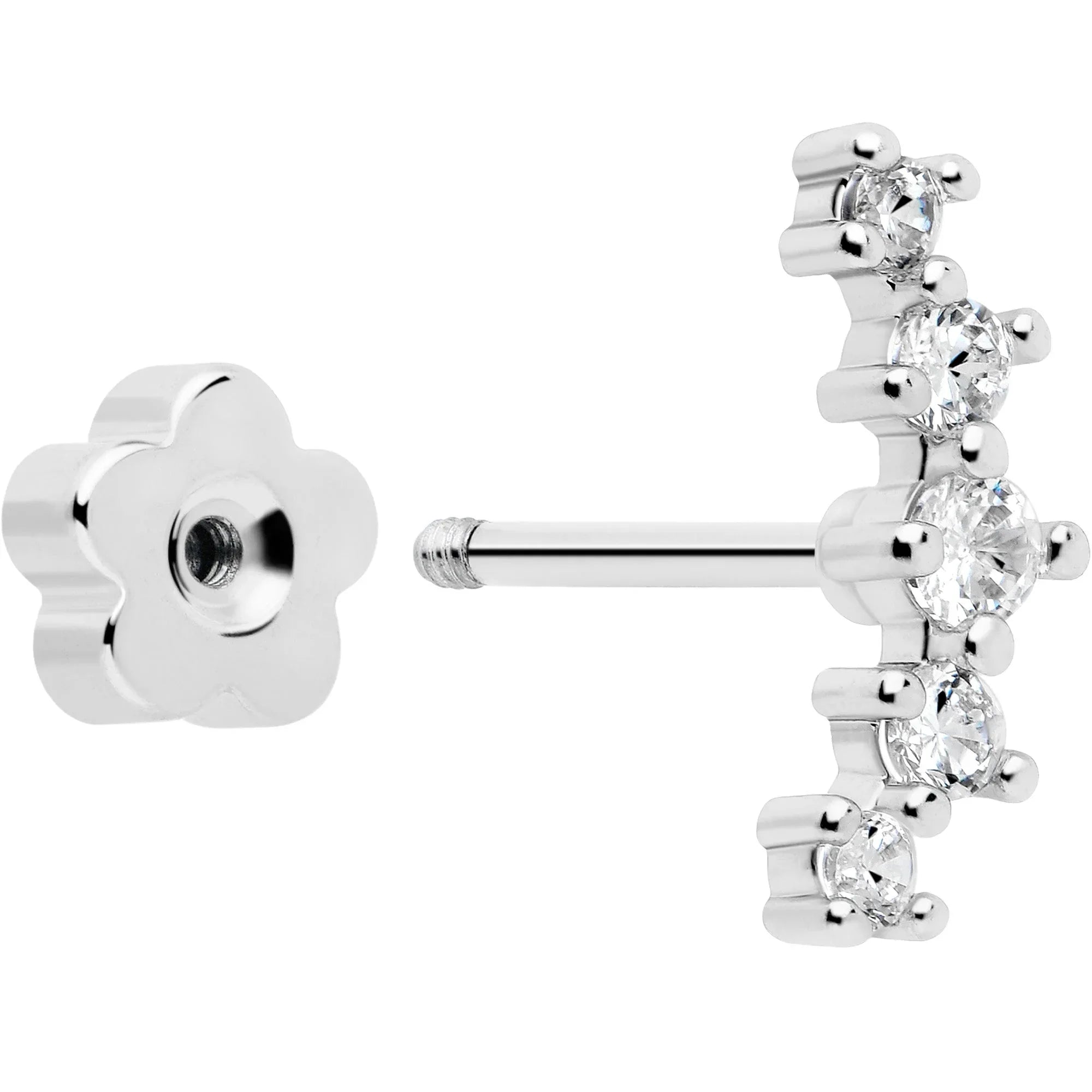 20G CZ Gem Ball Arch Butterfly Reversible Flower Flat Back Earring Set of 6 - BodyCandy - Flyclothing LLC