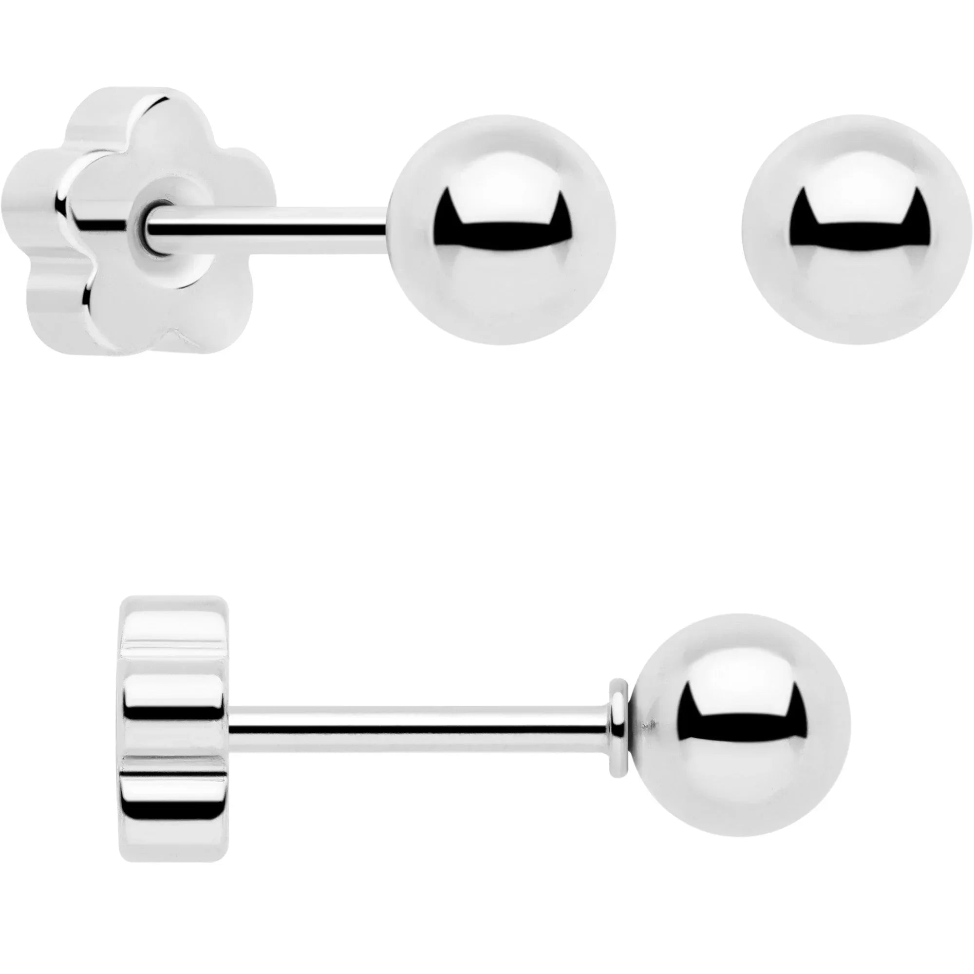 20G CZ Gem Ball Arch Butterfly Reversible Flower Flat Back Earring Set of 6 - BodyCandy - Flyclothing LLC