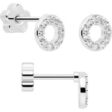 20G Clear CZ Gem Moon Circle Bar Reversible Flower Flat Back Earring Set of 6 - BodyCandy - Flyclothing LLC