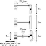 20G Clear CZ Gem Moon Circle Bar Reversible Flower Flat Back Earring Set of 6 - BodyCandy - Flyclothing LLC