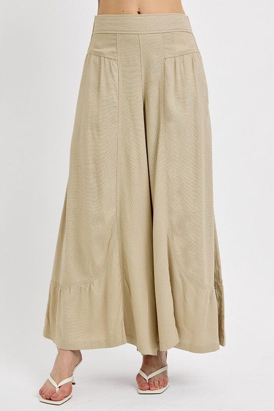 RISEN Shirring Detail Wide Leg Pants - Trendsi