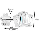 18G 1/4 Clear Gem Implant Grade Titanium Threadless Flower Reversible Flat Back Earring - BodyCandy - Flyclothing LLC