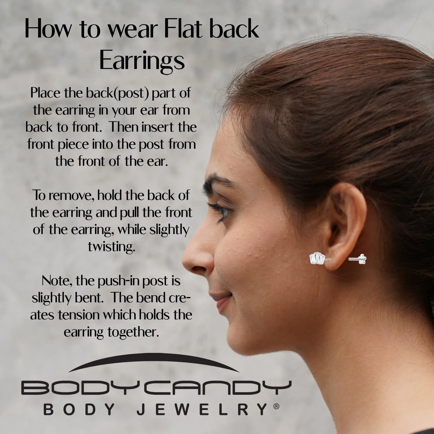 18G 1/4 Clear Gem Implant Grade Titanium Threadless Flower Reversible Flat Back Earring - BodyCandy - Flyclothing LLC