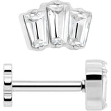 18G 1/4 Clear Gem Implant Grade Titanium Threadless Flower Reversible Flat Back Earring - BodyCandy - Flyclothing LLC