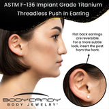 18G 1/4 Clear Gem Implant Grade Titanium Threadless Flower Reversible Flat Back Earring - BodyCandy - Flyclothing LLC