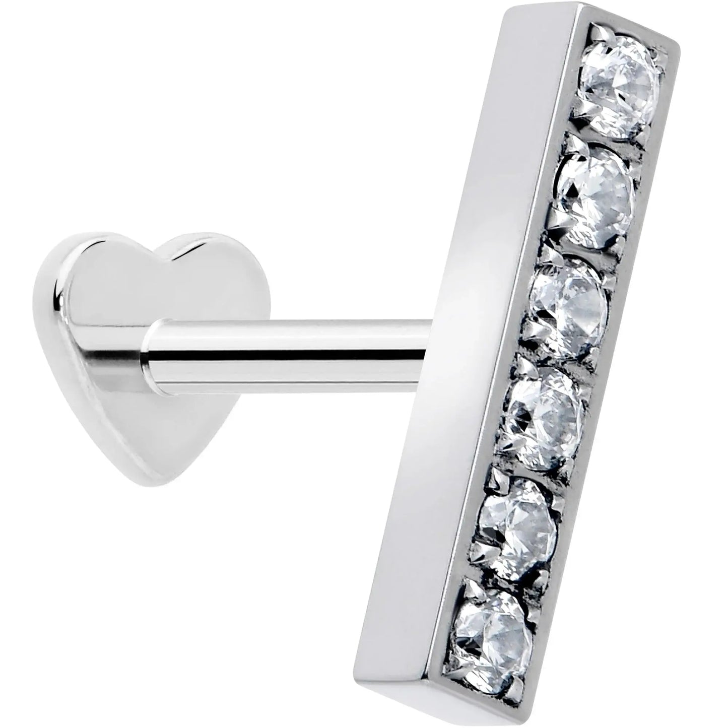 18G 1/4 Clear Gem Implant Grade Titanium Threadless Bar Reversible Flatback Stud - BodyCandy - Flyclothing LLC
