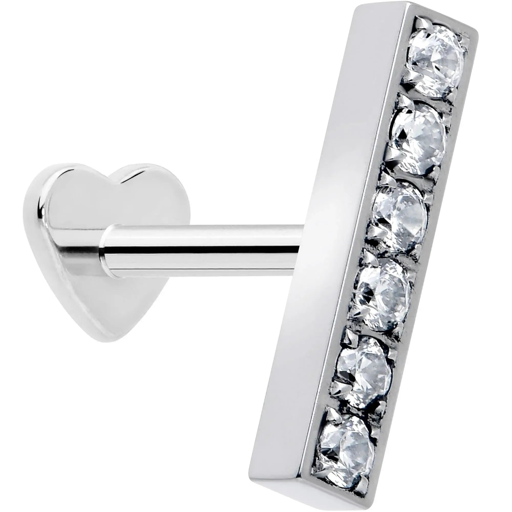 18G 1/4 Clear Gem Implant Grade Titanium Threadless Bar Reversible Flatback Stud - BodyCandy - Flyclothing LLC