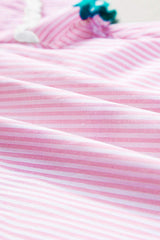 Striped Notched Short Sleeve Blouse - Trendsi - Flyclothing LLC