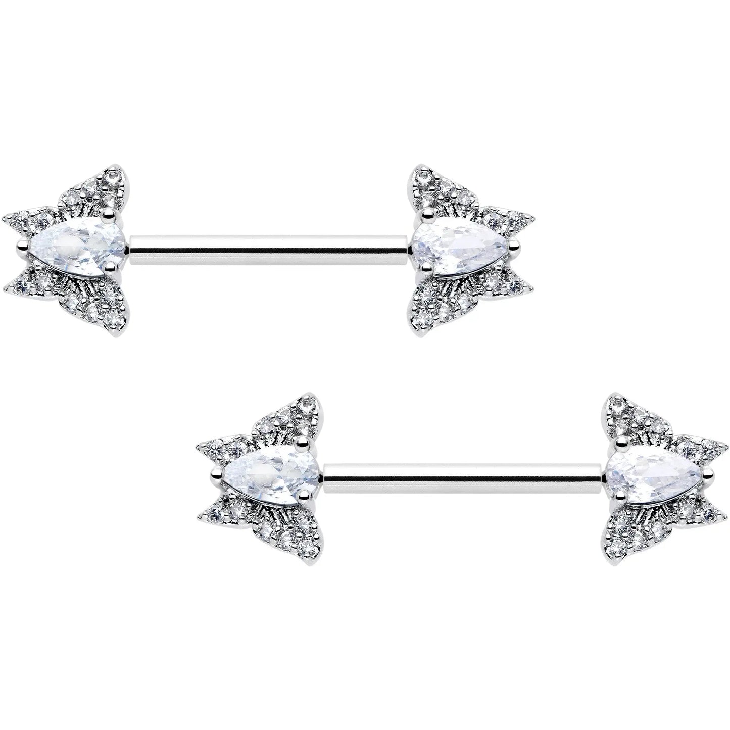 14G 9/16 Style Butterfly Threadless Nipple Ring Set - BodyCandy - Flyclothing LLC