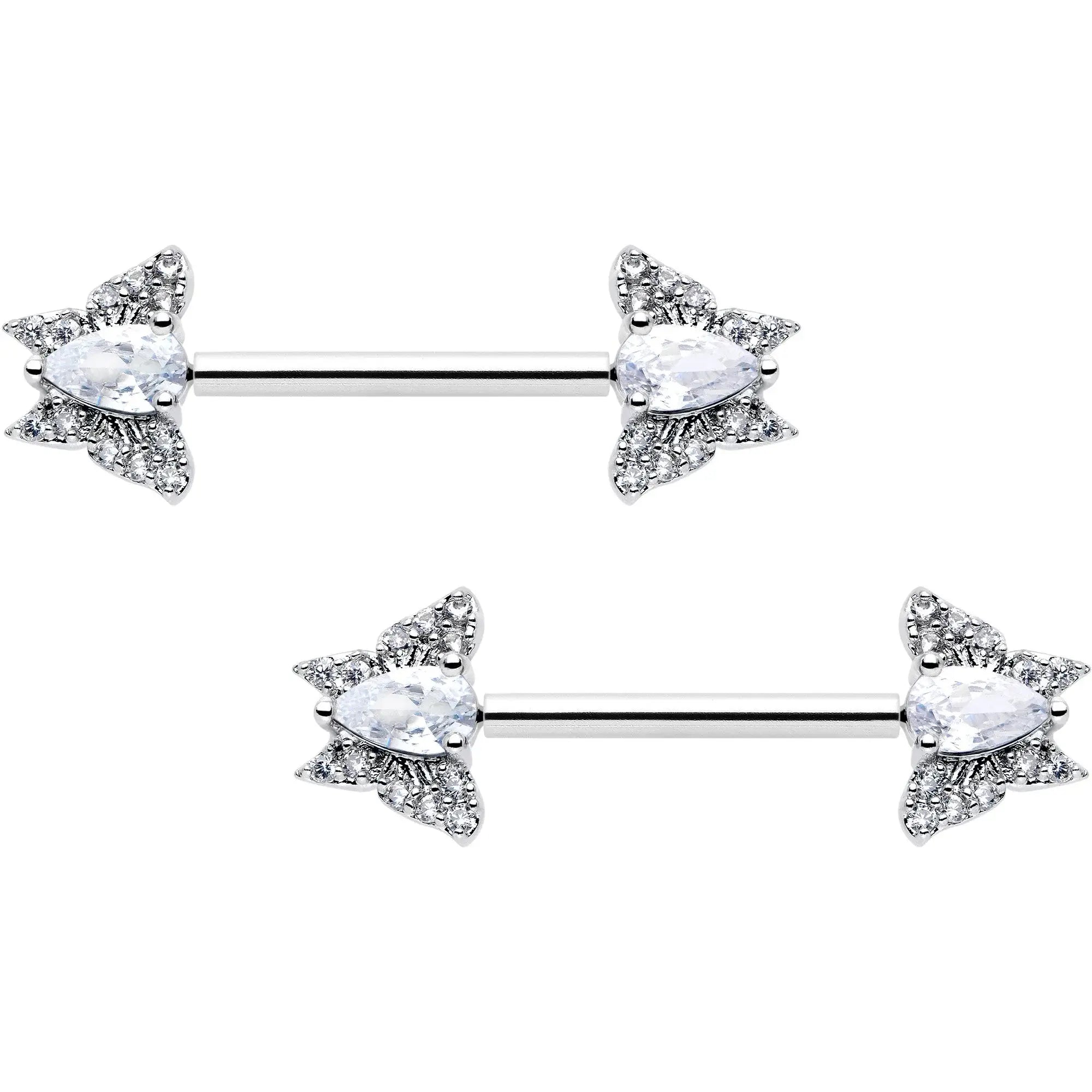 14G 9/16 Style Butterfly Threadless Nipple Ring Set - BodyCandy - Flyclothing LLC