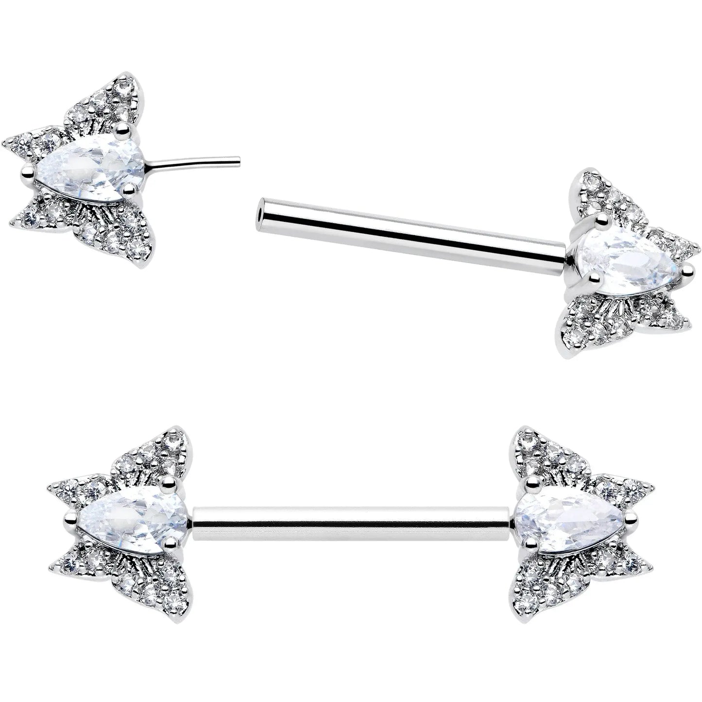 14G 9/16 Style Butterfly Threadless Nipple Ring Set - BodyCandy - Flyclothing LLC