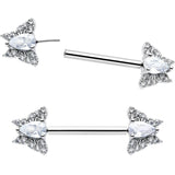 14G 9/16 Style Butterfly Threadless Nipple Ring Set - BodyCandy - Flyclothing LLC