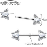 14G 9/16 Style Butterfly Threadless Nipple Ring Set - BodyCandy - Flyclothing LLC