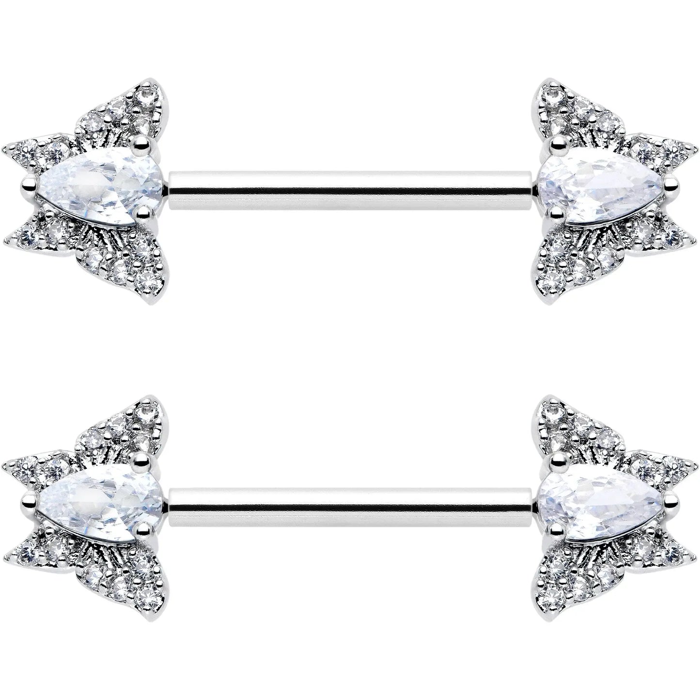 14G 9/16 Style Butterfly Threadless Nipple Ring Set - BodyCandy - Flyclothing LLC