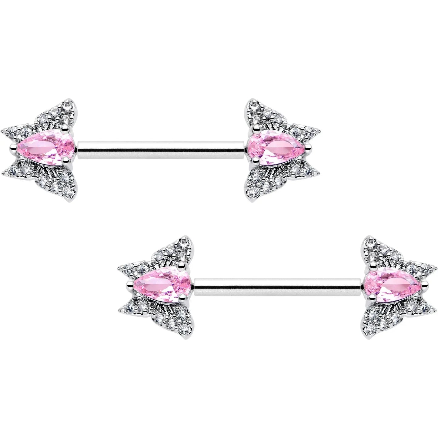 14G 9/16 Style Butterfly Threadless Nipple Ring Set - BodyCandy - Flyclothing LLC