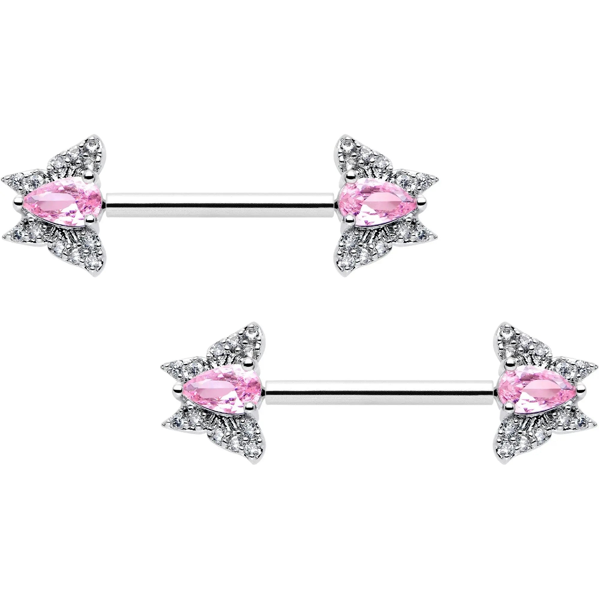 14G 9/16 Style Butterfly Threadless Nipple Ring Set - BodyCandy - Flyclothing LLC
