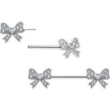 14G 9/16 CZ Dazzling Bow Threadless Nipple Ring Set - BodyCandy - Flyclothing LLC
