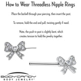 14G 9/16 CZ Dazzling Bow Threadless Nipple Ring Set - BodyCandy - Flyclothing LLC