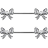 14G 9/16 CZ Dazzling Bow Threadless Nipple Ring Set - BodyCandy - Flyclothing LLC