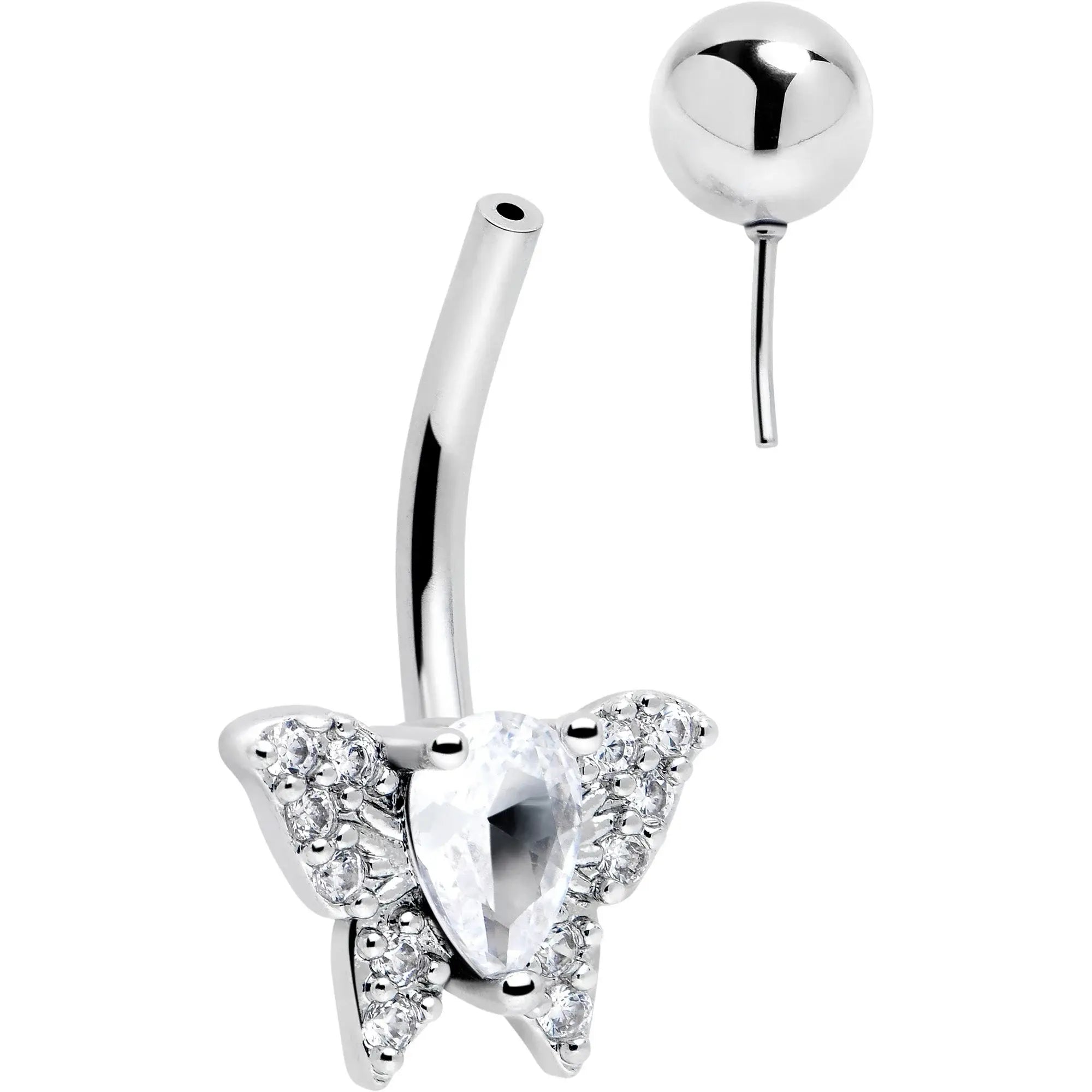 Cubic Zirconia Style Butterfly Belly Ring - BodyCandy - Flyclothing LLC