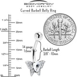 Cubic Zirconia Style Butterfly Belly Ring - BodyCandy - Flyclothing LLC