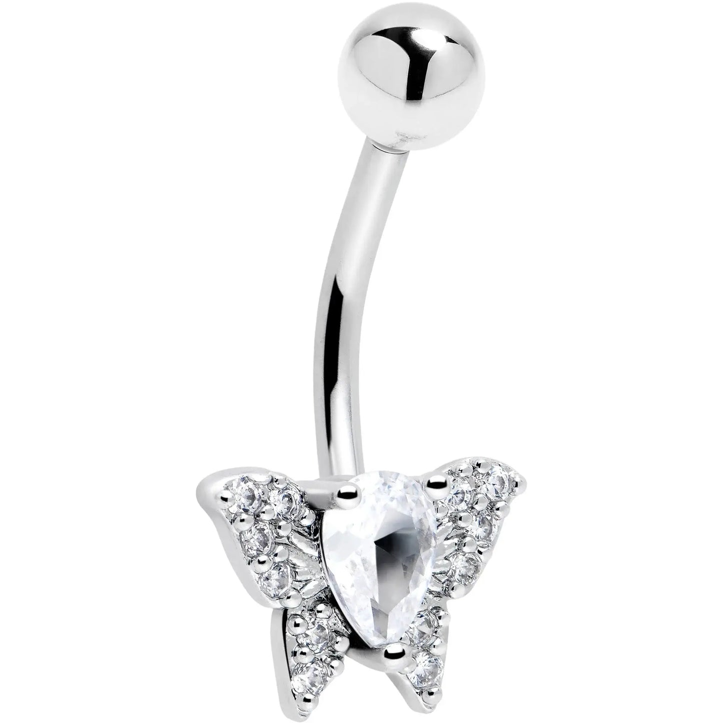 Cubic Zirconia Style Butterfly Belly Ring - BodyCandy - Flyclothing LLC
