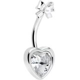 Love Ribbon Heart Double Mount Belly Ring - BodyCandy - Flyclothing LLC