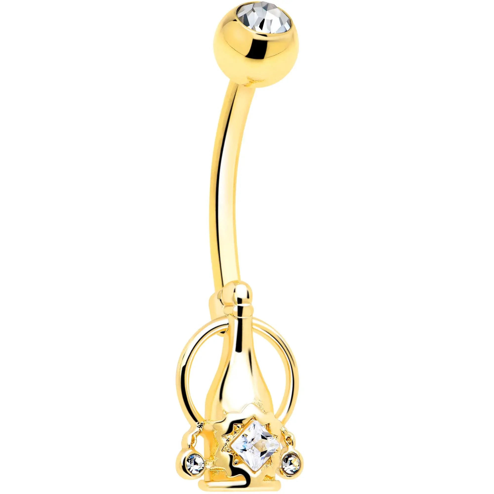 Clear Gem Champagne Dreams Dangle Belly Ring - BodyCandy - Flyclothing LLC