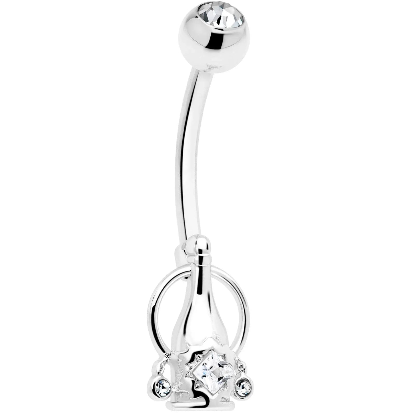 Clear Gem Champagne Dreams Dangle Belly Ring - BodyCandy - Flyclothing LLC