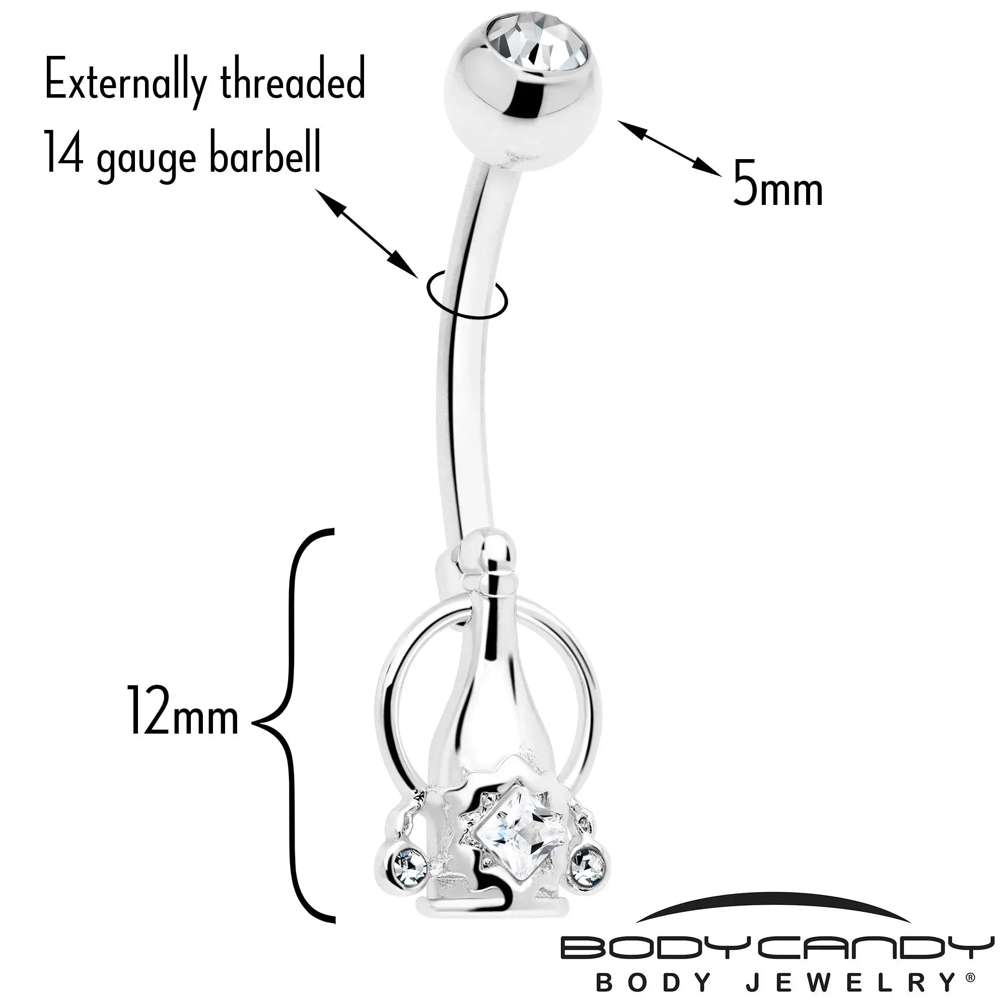 Clear Gem Champagne Dreams Dangle Belly Ring - BodyCandy - Flyclothing LLC