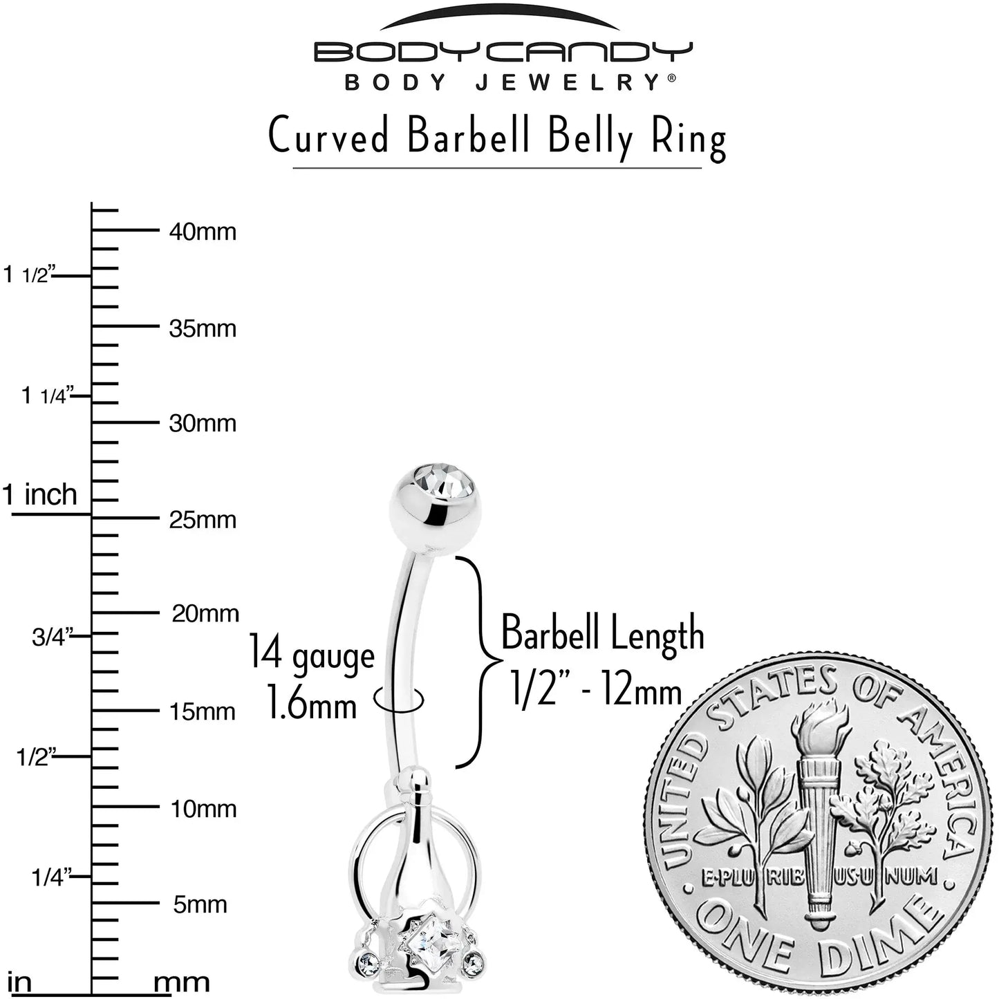 Clear Gem Champagne Dreams Dangle Belly Ring - BodyCandy - Flyclothing LLC