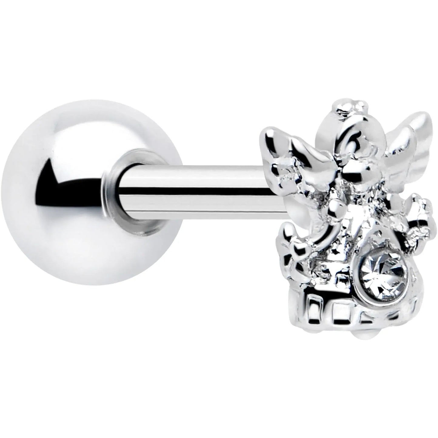 16G 1/4 Clear CZ Gem Fabulous Angel Cartilage Tragus Earring - BodyCandy - Flyclothing LLC