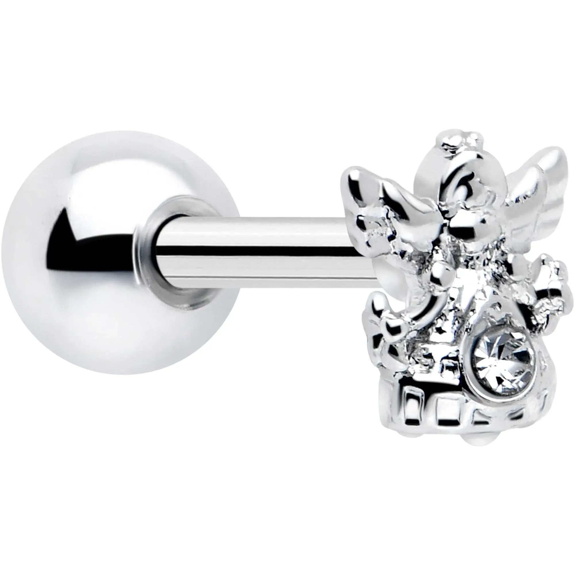 16G 1/4 Clear CZ Gem Fabulous Angel Cartilage Tragus Earring - BodyCandy - Flyclothing LLC