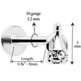 16G 5/16 Clear Gem Champagne Dreams Labret Monroe Tragus - BodyCandy - Flyclothing LLC