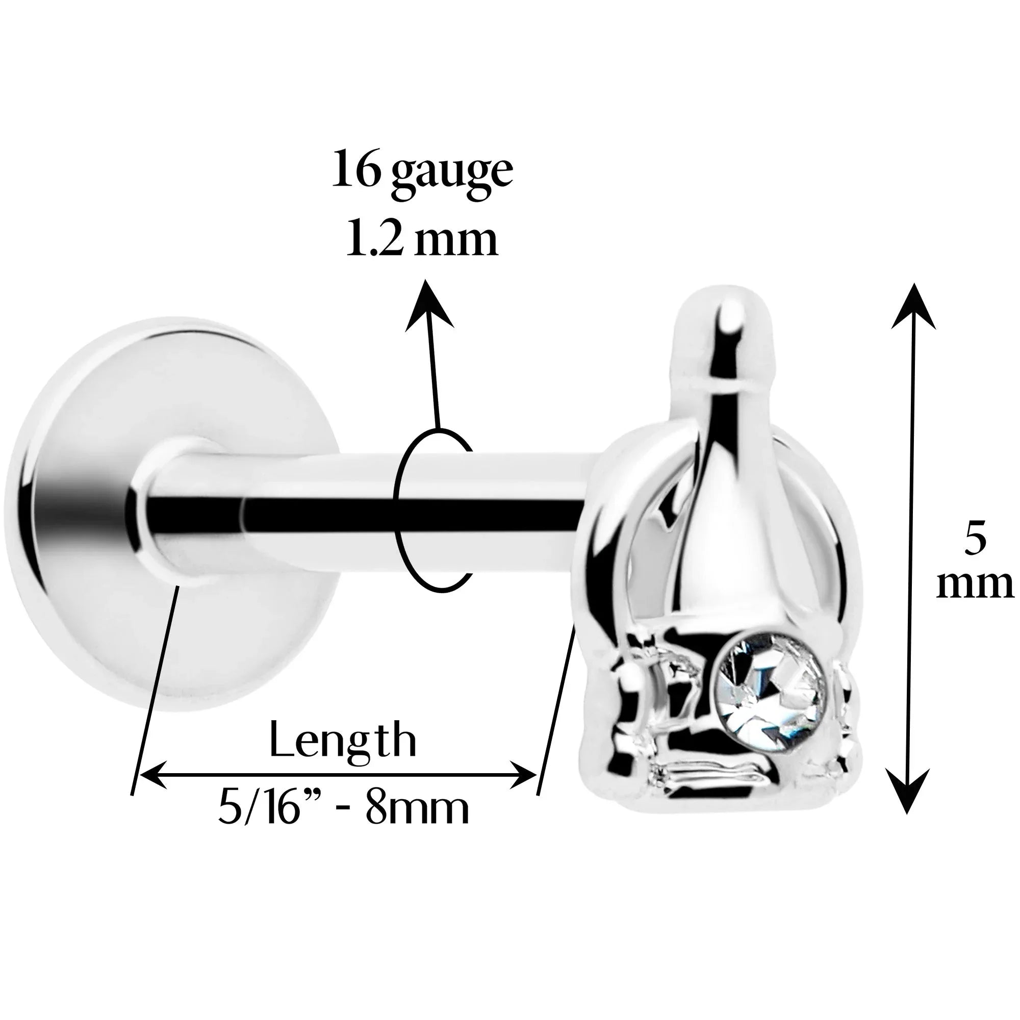 16G 5/16 Clear Gem Champagne Dreams Labret Monroe Tragus - BodyCandy - Flyclothing LLC