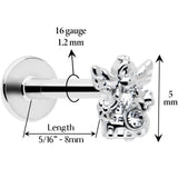16G 5/16 Clear CZ Gem Fabulous Angel Labret Monroe Tragus - BodyCandy - Flyclothing LLC