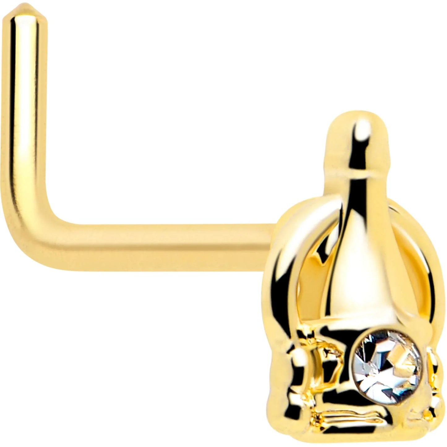 20G 7mm Clear Gem Champagne Dreams L Shape Nose Ring - BodyCandy - Flyclothing LLC
