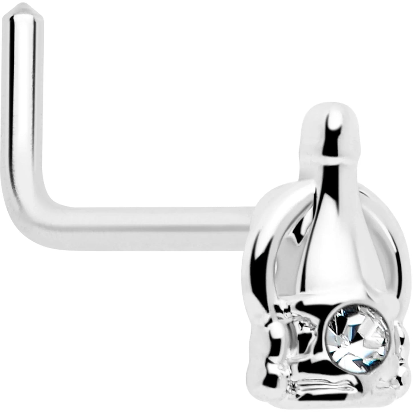 20G 7mm Clear Gem Champagne Dreams L Shape Nose Ring - BodyCandy - Flyclothing LLC